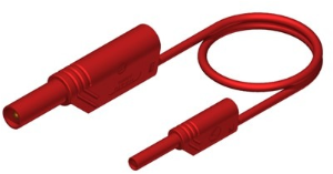 Messleitung mit (4 mm Stecker, gefedert, gerade) auf (2 mm Stecker, gefedert, gerade), 1 m, rot, PVC, 1,0 mm², CAT II