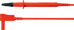 Messleitung mit (Prüfspitze, gerade) auf (4 mm Stecker, gefedert, abgewinkelt), 1 m, rot, PVC, 1,0 mm², CAT III