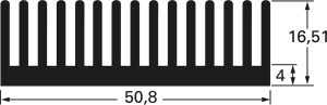 Strangkühlkörper, 100 x 50.8 x 16.51 mm, 5.7 bis 2.8 K/W, Schwarz eloxiert