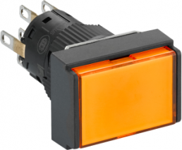 Drucktaster, beleuchtbar, tastend, 2 Wechsler, Bund rechteckig, orange, Frontring schwarz, Einbau-Ø 16 mm, XB6EDW8B2P