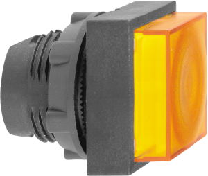 Drucktaster, tastend, Bund quadratisch, orange, Frontring schwarz, Einbau-Ø 22 mm, ZB5CW153