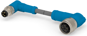 Sensor-Aktor Kabel, M8-Kabelstecker, abgewinkelt auf M12-Kabeldose, abgewinkelt, 4-polig, 0.5 m, PUR, grau, 3 A, T4052228004-001