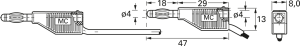 Messleitung mit (4 mm Stecker, gefedert, gerade) auf (4 mm Stecker, gefedert, gerade), 1 m, schwarz, Silikon, 1,0 mm², CAT O