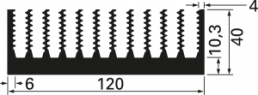 Strangkühlkörper, 50 x 120 x 40 mm, 1.9 bis 0.7 K/W, Schwarz eloxiert