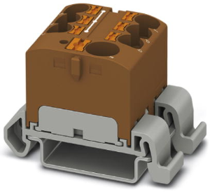 Verteilerblock, Push-in-Anschluss, 0,2-6,0 mm², 7-polig, 32 A, 6 kV, braun, 3273734