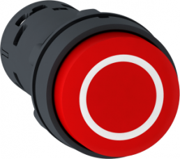Drucktaster, tastend, Bund rund, rot, Frontring schwarz, Einbau-Ø 22 mm, XB7NL4532