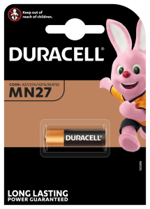 Alkali-Mangan-Batterie, 12 V, MN27, Rundzelle, Flächenkontakt