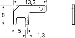 Flachstecker, 2,8 x 0,5 mm, L 13.3 mm, unisoliert, abgewinkelt, 378905.68