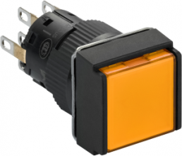 Drucktaster, Bund quadratisch, orange, Frontring schwarz, Einbau-Ø 16 mm, XB6ECF8B2P