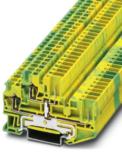 Schutzleiter-Doppelstockklemme, Zugfeder-/Steckanschluss, 0,08-4,0 mm², 6 kV, gelb/grün, 3040067