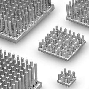 Stiftkühlkörper, 50 x 50 x 10 mm, 2.7 bis 0.5 K/W, Aluminium natur