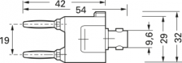Koaxial-Adapter, 50 Ω, 2 x 4 mm Steckerstift auf BNC-Buchse, Y-Form, 100023659