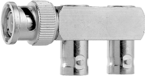 Koaxial-Adapter, 75 Ω, BNC-Stecker auf 2 x BNC-Buchse, T-Form, 100023599
