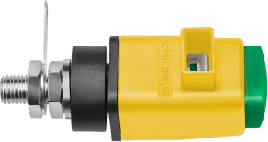 Schnell-Druckklemme, gelb/grün, 300 V, 16 A, Gewinde, vernickelt, SDK 800 / GNGE