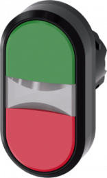 Doppeldrucktaster, beleuchtbar, tastend, Bund oval, grün/rot, Einbau-Ø 22.3 mm, 3SU1001-3AB42-0AA0