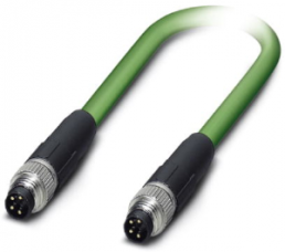 Netzwerkkabel, M8-Stecker, gerade auf M8-Stecker, gerade, Cat 5, SF/TQ, PVC, 0.5 m, grün