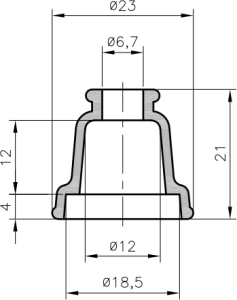 Knickschutztülle, Kabel-Ø 6,7 bis 12 mm, L 21 mm, Neopren, schwarz