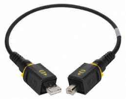 USB 2.0 Verbindungskabel, PushPull (V4) Typ A auf PushPull (V4) Typ B, 0.5 m, schwarz