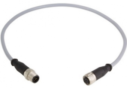 Sensor-Aktor Kabel, M12-Kabelstecker, gerade auf M12-Kabeldose, gerade, 5-polig, 1 m, PVC, grau, 21348485585010