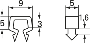 Befestigungssockel, Polyamid, schwarz, (L x B x H) 9 x 5 x 6.6 mm