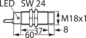 Näherungsschalter, Einbaumontage M18, 1 Schließer + 1 Öffner, 100 mA, Erfassungsbereich 8 mm, 7902937
