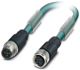Sensor-Aktor Kabel, M12-Kabelstecker, gerade auf M12-Kabeldose, gerade, 2-polig, 1 m, PUR/PVC, blau, 4 A, 1402379
