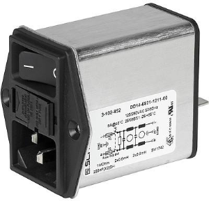 IEC-Stecker-C14, 50 bis 60 Hz, 10 A, 250 VAC, Flachstecker 6,3 mm, 3-105-326