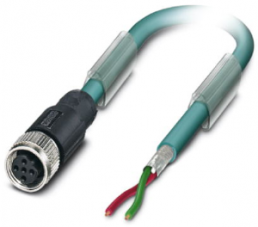 Sensor-Aktor Kabel, M12-Kabeldose, gerade auf offenes Ende, 2-polig, 15 m, PUR/PVC, blau, 4 A, 1525539