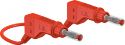Messleitung mit (4 mm Stecker, gefedert, gerade) auf (4 mm Stecker, gefedert, gerade), 2 m, rot, Silikon, 1,0 mm², CAT II