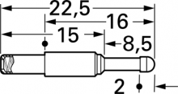 Batterielade- und Schnittstellenkontakt mit Tastkopf, Rundkopf, Ø 2.65 mm, Hub 3.5 mm, RM 4 mm, L 22.5 mm, 5110/O.03-D-1.5N-AU-2.3 M
