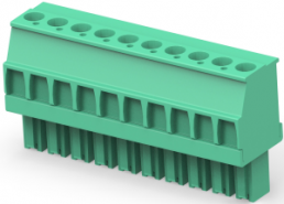 Leiterplattenklemme, 10-polig, RM 3.81 mm, 0,05-2 mm², 11 A, Käfigklemme, grün, 1-1986374-0