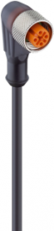 Sensor-Aktor Kabel, M12-Kabeldose, abgewinkelt auf offenes Ende, 3-polig, 2 m, PUR, schwarz, 4 A, 43595