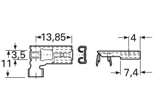 Unisolierte Flachsteckhülse, 6,3 x 0,8 mm, 1,5 bis 2,5 mm², AWG 16 bis 14, Messing, verzinnt, 45431.123.211