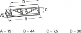 Befestigungssockel, Polyamid, lichtgrau, selbstklebend, (L x B x H) 44 x 19 x 7.5 mm