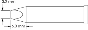Lötspitze, Meißelform, (L x B) 6 x 3.2 mm, GT6-CH0032P