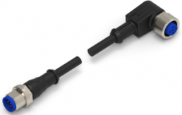 Sensor-Aktor Kabel, M12-Kabelstecker, gerade auf M12-Kabeldose, abgewinkelt, 4-polig, 1.5 m, PVC, schwarz, 4 A, 1-2273117-4