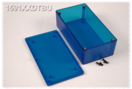 ABS Gehäuse, (L x B x H) 152 x 81 x 46 mm, blau/transparent, IP54, 1591XXDTBU
