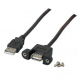 USB 2.0 Kabel für Frontplattenmontage, USB Stecker Typ A auf USB Einbaubuchse Typ A, 0.5 m, schwarz