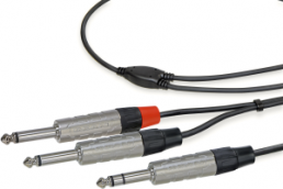 Audio-Verbindungskabel, 2 x 6,35 mm-Mono Stecker, gerade auf 6,35 mm-Mono Stecker, gerade, 1,5 m, vernickelt, schwarz