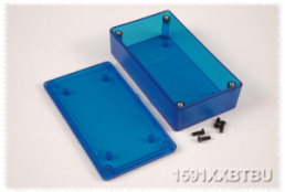 ABS Gehäuse, (L x B x H) 112 x 64 x 28 mm, blau/transparent, IP54, 1591XXBTBU