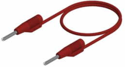 Messleitung mit (2 mm Stecker, starr, gerade) auf (2 mm Stecker, starr, gerade), 250 mm, rot, PVC, 0,5 mm², CAT O