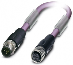 Sensor-Aktor Kabel, M12-Kabelstecker, gerade auf M12-Kabeldose, gerade, 5-polig, 0.3 m, PUR, violett, 4 A, 1518258