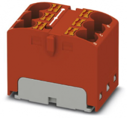 Verteilerblock, Push-in-Anschluss, 0,2-6,0 mm², 6-polig, 32 A, 6 kV, rot, 3273794