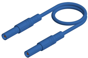 Messleitung mit (4 mm Stecker, gefedert, gerade) auf (4 mm Stecker, gefedert, gerade), 1 m, blau, PVC, 1,0 mm², CAT III