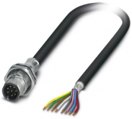 Sensor-Aktor Kabel, M12-Kabelstecker, gerade auf offenes Ende, 8-polig, 2 m, PUR, schwarz, 2 A, 1419438