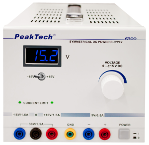 Labornetzgerät, 15 bis 30 VDC, Ausgänge: 2 (15 A), 45 W, 115-230 VAC, P 6300