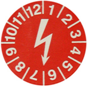 Elektro-Prüfplakette, 1 bis 12, Ø 15 mm, Vinyl, 9-1768035-1
