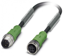 Sensor-Aktor Kabel, M12-Kabelstecker, gerade auf M12-Kabeldose, gerade, 3-polig, 0.6 m, PUR, schwarz, 4 A, 1681512
