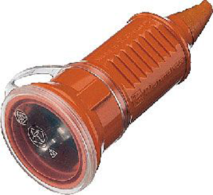 Schuko-Kupplung gerade, 3 x 2,5 mm², orange, 16 A/250 V, IP44