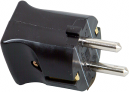 Schuko-Stecker gerade, einteiliges Gehäuse, 3 x 1,5 mm², schwarz
